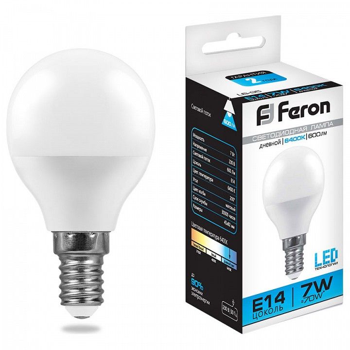 Лампа светодиодная Feron LB-95 E14 7Вт 6400K 25480