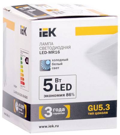 Светодиодная лампа IEK LL-MR16-5-230-40-GU5 GU5.3 5Вт 4000К