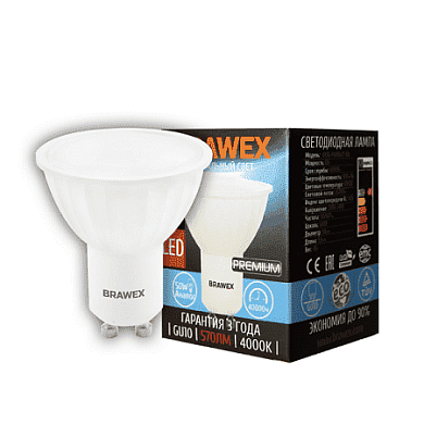 Светодиодная лампа Brawex PREMIUM 4113G-PAR16k1T-6N DIM GU10 6Вт Теплый 3000К