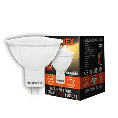 Светодиодная лампа Brawex PREMIUM 3607J-MR16k1-6L GU5.3 6Вт Теплый 3000К