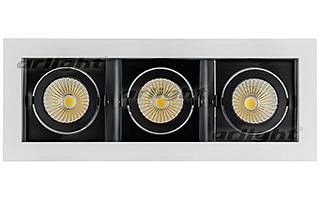 Встраиваемый светильник Arlight CL-KARDAN-S260x102-3x9W Warm (WH-BK, 38 deg)