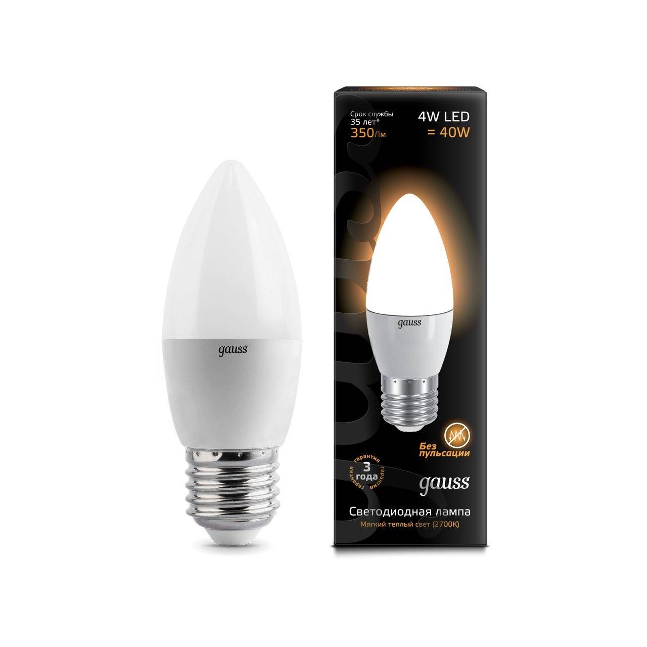 Светодиодная лампа Gauss Elementary Candle LED EB103102104 E27 4Вт 2700К