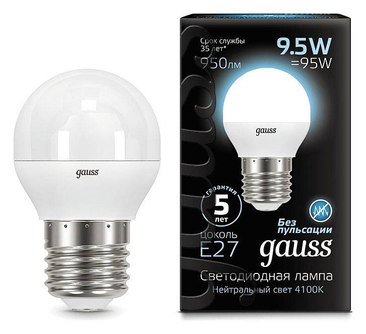 Лампа светодиодная Gauss LED Globe E27 9.5Вт 4100K 105102210