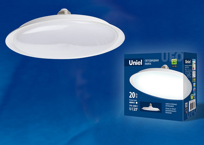 Лампа светодиодная Uniel E27 20Вт 6500K LED-U165-20W/6500K/E27/FR PLU01WH