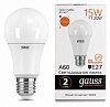 Лампа светодиодная Gauss Led Elementary A60 E27 15Вт 3000K 23215