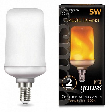 Лампа светодиодная Gauss LED T65 Corn Flame E14 5Вт 1500K 157401105