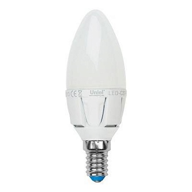 Лампа светодиодная диммируемая (UL-00000690) E14 6W 3000K свеча матовая LED-C37-6W/WW/E14/FR/DIM